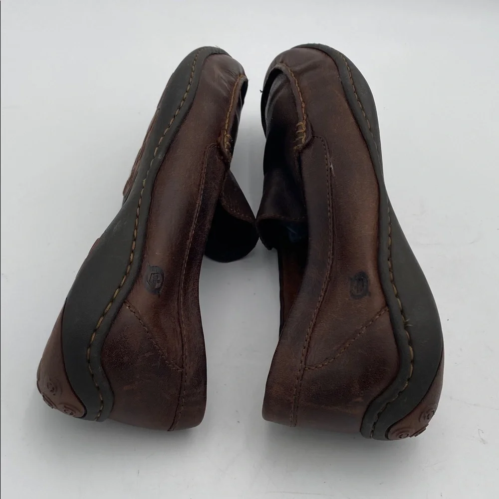 Born Dark Brown Leather Slip-On Loafers mens 8.5 slip on casual retro